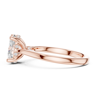 2.13ctw Oval Cut Diamond Pave Solitaire Hidden Halo Ring | Yellow Gold