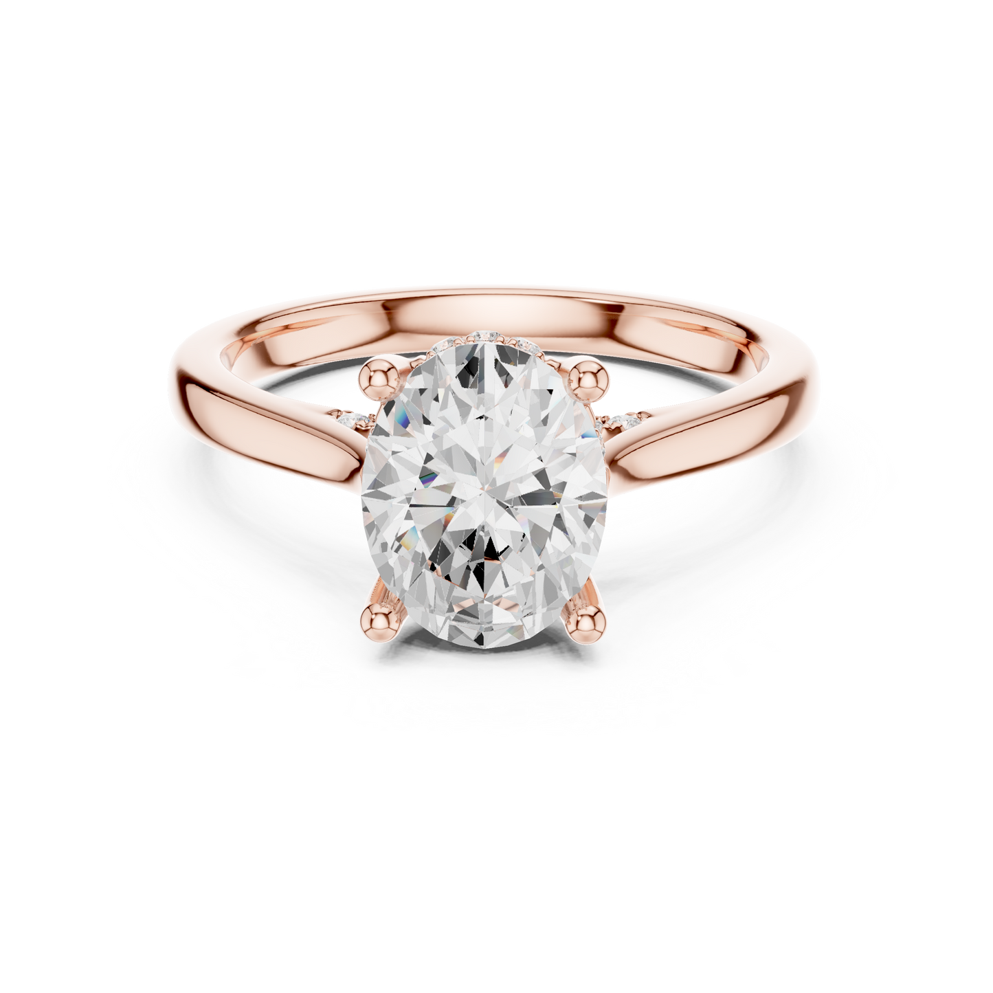 2.13ctw Oval Cut Diamond Pave Solitaire Hidden Halo Ring | Yellow Gold