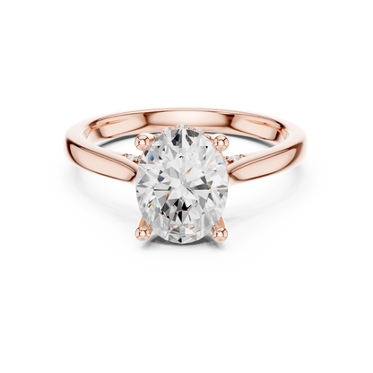 2.13ctw Oval Cut Diamond Pave Solitaire Hidden Halo Ring | Yellow Gold