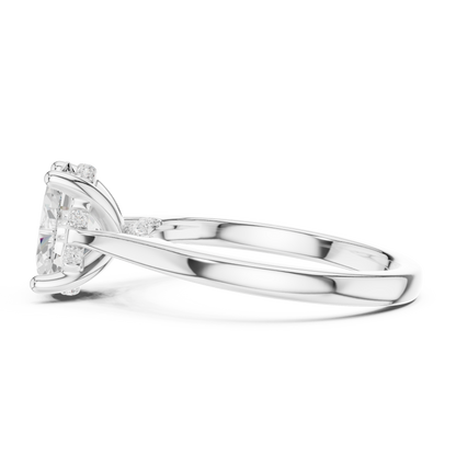 2.13ctw Oval Cut Diamond Pave Solitaire Hidden Halo Ring | Yellow Gold