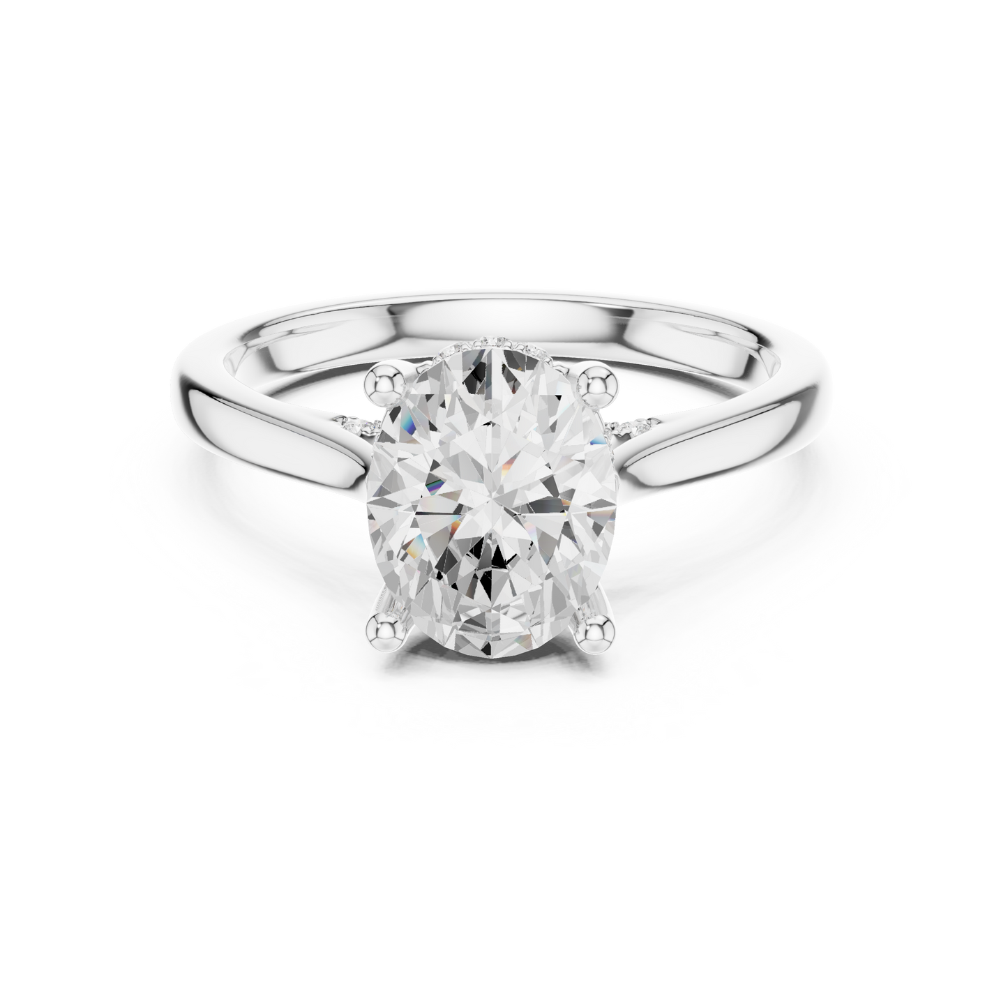 2.13ctw Oval Cut Diamond Pave Solitaire Hidden Halo Ring | Yellow Gold