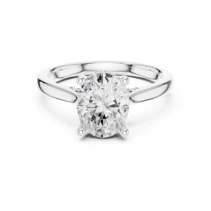 2.13ctw Oval Cut Diamond Pave Solitaire Hidden Halo Ring | Yellow Gold