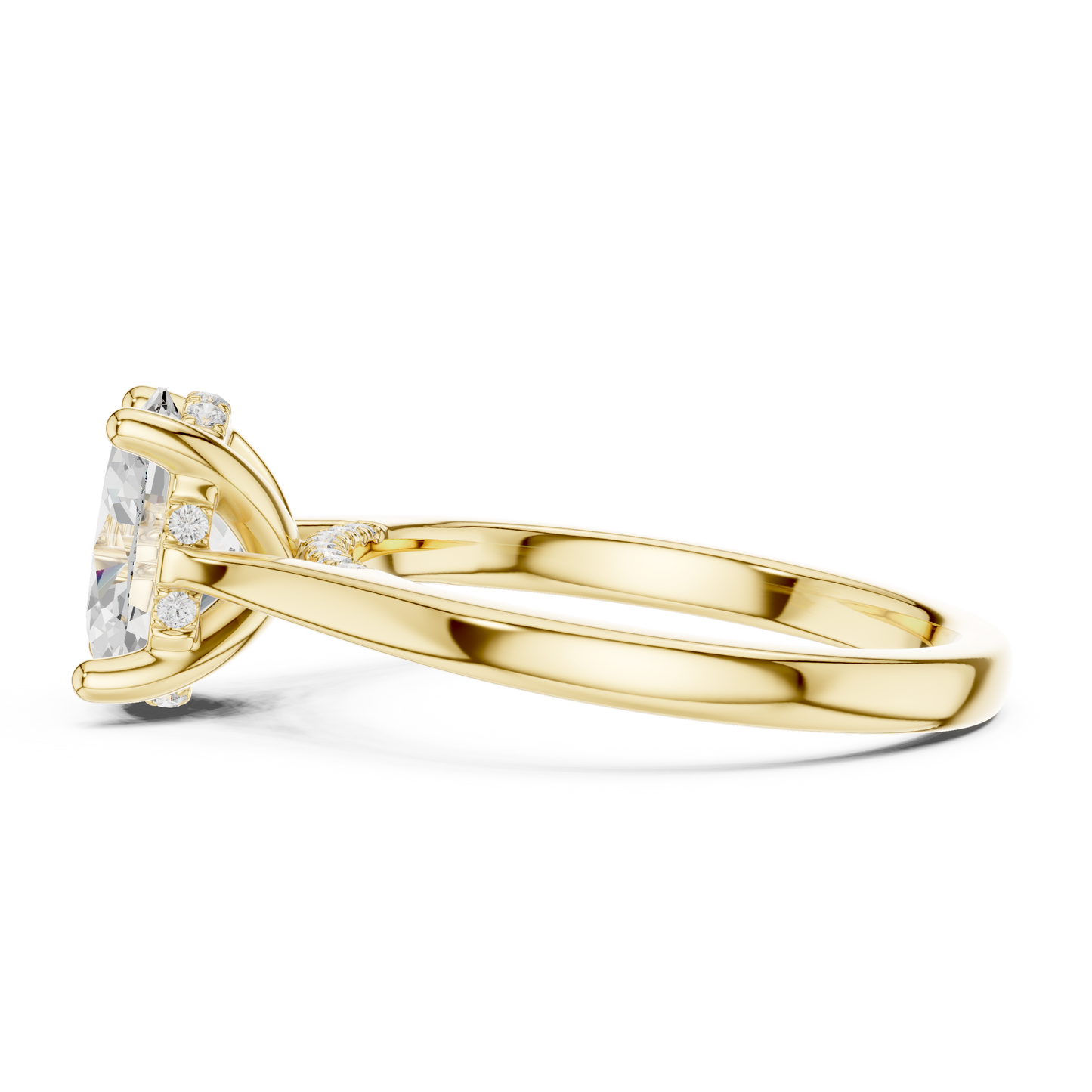 2.13ctw Oval Cut Diamond Pave Solitaire Hidden Halo Ring | Yellow Gold