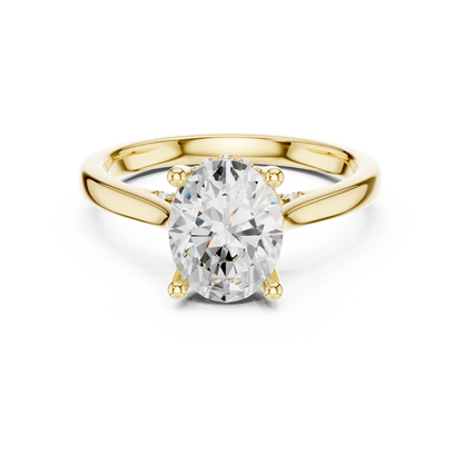 2.13ctw Oval Cut Diamond Pave Solitaire Hidden Halo Ring | Yellow Gold