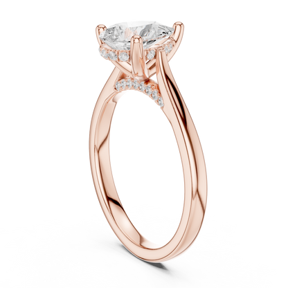 2.14ctw Pear Cut Diamond Pave Solitaire Hidden Halo Ring | Yellow Gold