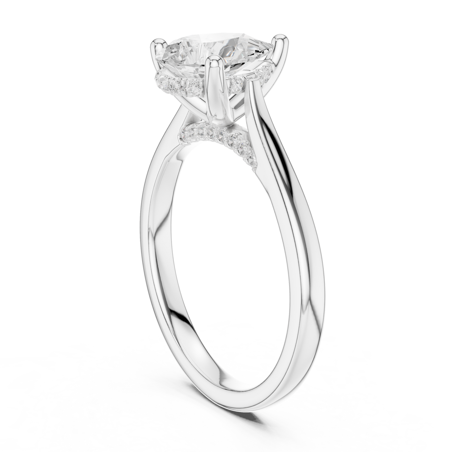 2.14ctw Pear Cut Diamond Pave Solitaire Hidden Halo Ring | Yellow Gold