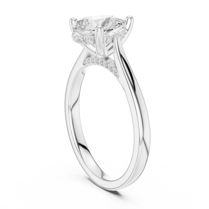 2.14ctw Pear Cut Diamond Pave Solitaire Hidden Halo Ring | Yellow Gold