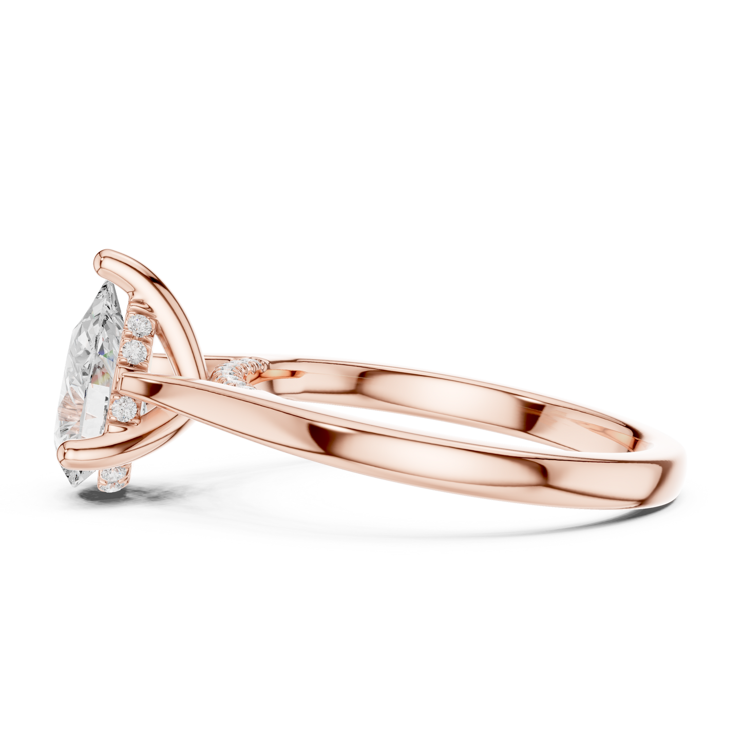 2.14ctw Pear Cut Diamond Pave Solitaire Hidden Halo Ring | Yellow Gold
