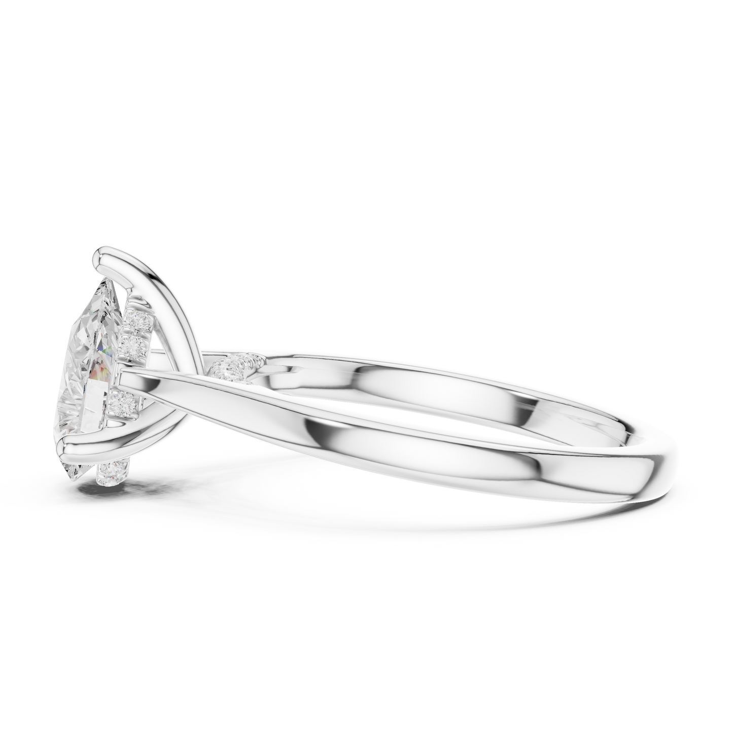 2.14ctw Pear Cut Diamond Pave Solitaire Hidden Halo Ring | Yellow Gold