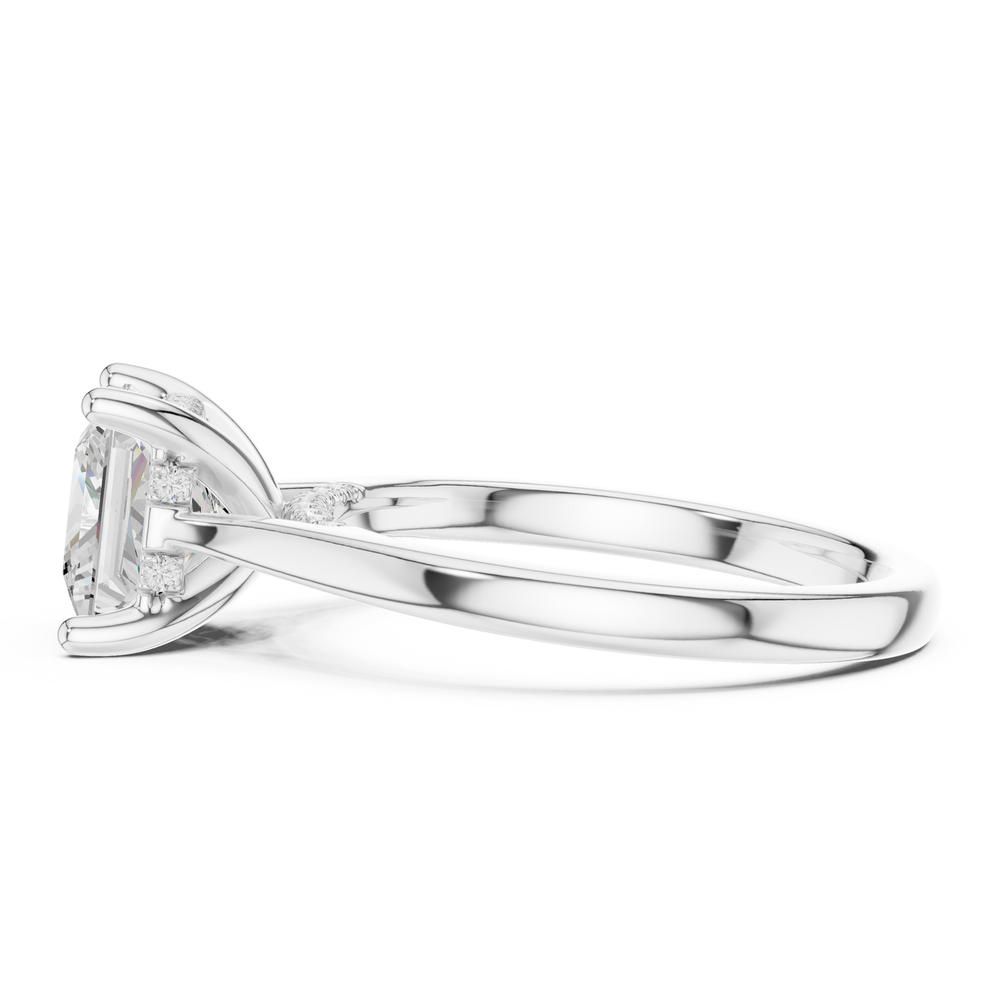 2.14ctw Princess Cut Diamond Pave Solitaire Hidden Halo Ring | Yellow Gold
