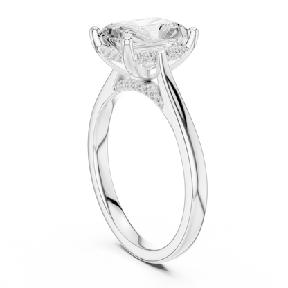 2.15ctw Radiant Cut Diamond Pave Solitaire Hidden Halo Ring | Yellow Gold
