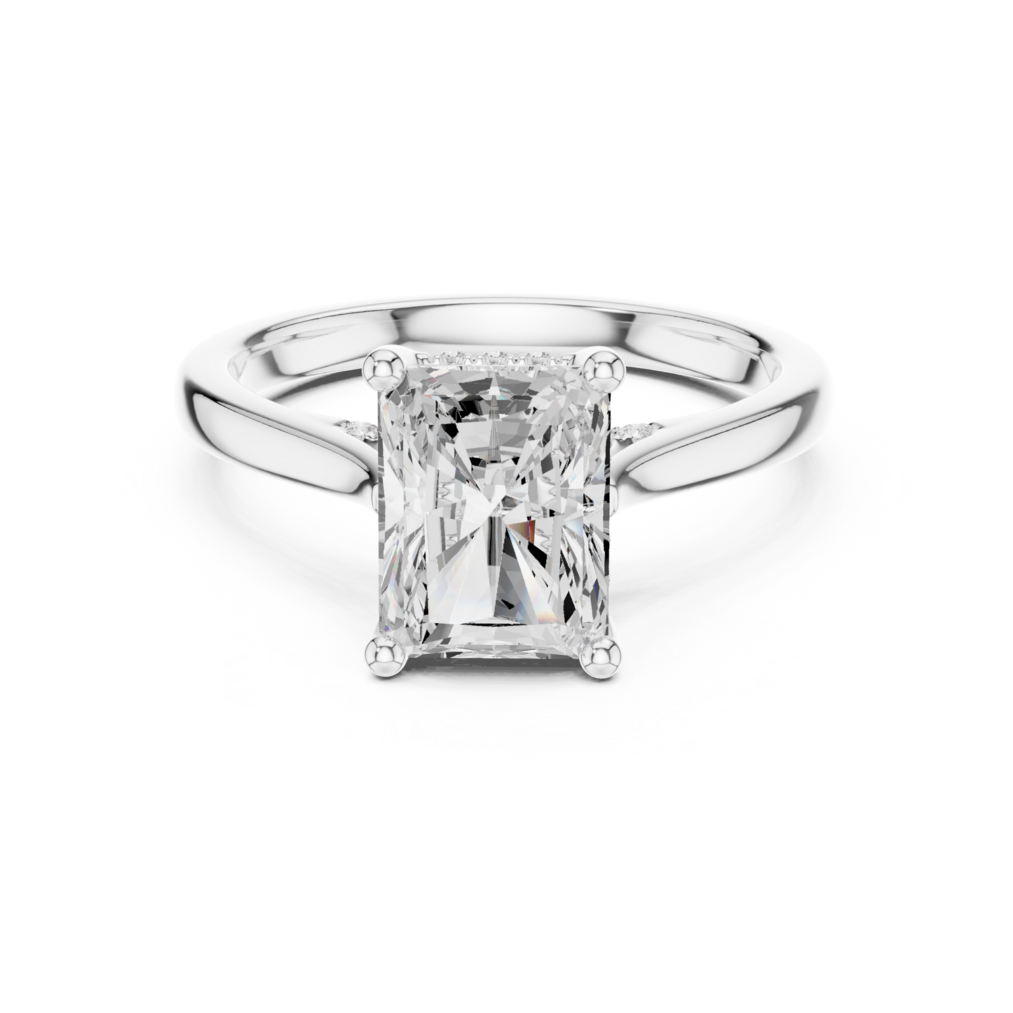 2.15ctw Radiant Cut Diamond Pave Solitaire Hidden Halo Ring | Yellow Gold