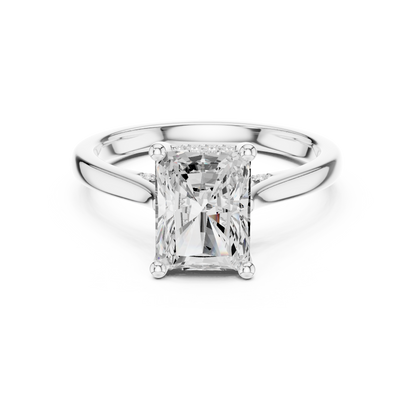 2.15ctw Radiant Cut Diamond Pave Solitaire Hidden Halo Ring | Yellow Gold