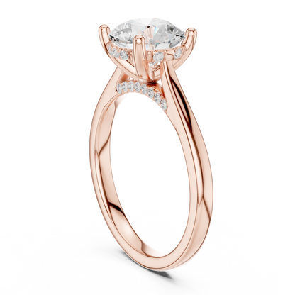 2.13ctw Round Cut Diamond Pave Solitaire Hidden Halo Ring | Yellow Gold