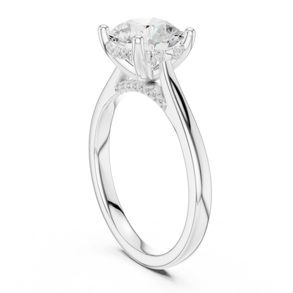 2.13ctw Round Cut Diamond Pave Solitaire Hidden Halo Ring | Yellow Gold