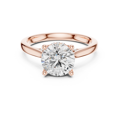 2.13ctw Round Cut Diamond Pave Solitaire Hidden Halo Ring | Yellow Gold