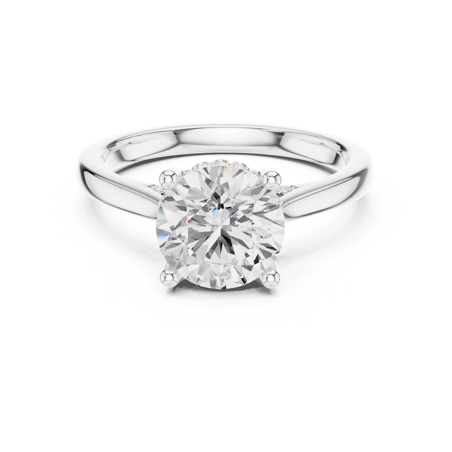 2.13ctw Round Cut Diamond Pave Solitaire Hidden Halo Ring | Yellow Gold