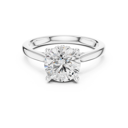 2.13ctw Round Cut Diamond Pave Solitaire Hidden Halo Ring | Yellow Gold