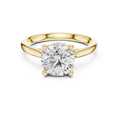 2.13ctw Round Cut Diamond Pave Solitaire Hidden Halo Ring | Yellow Gold