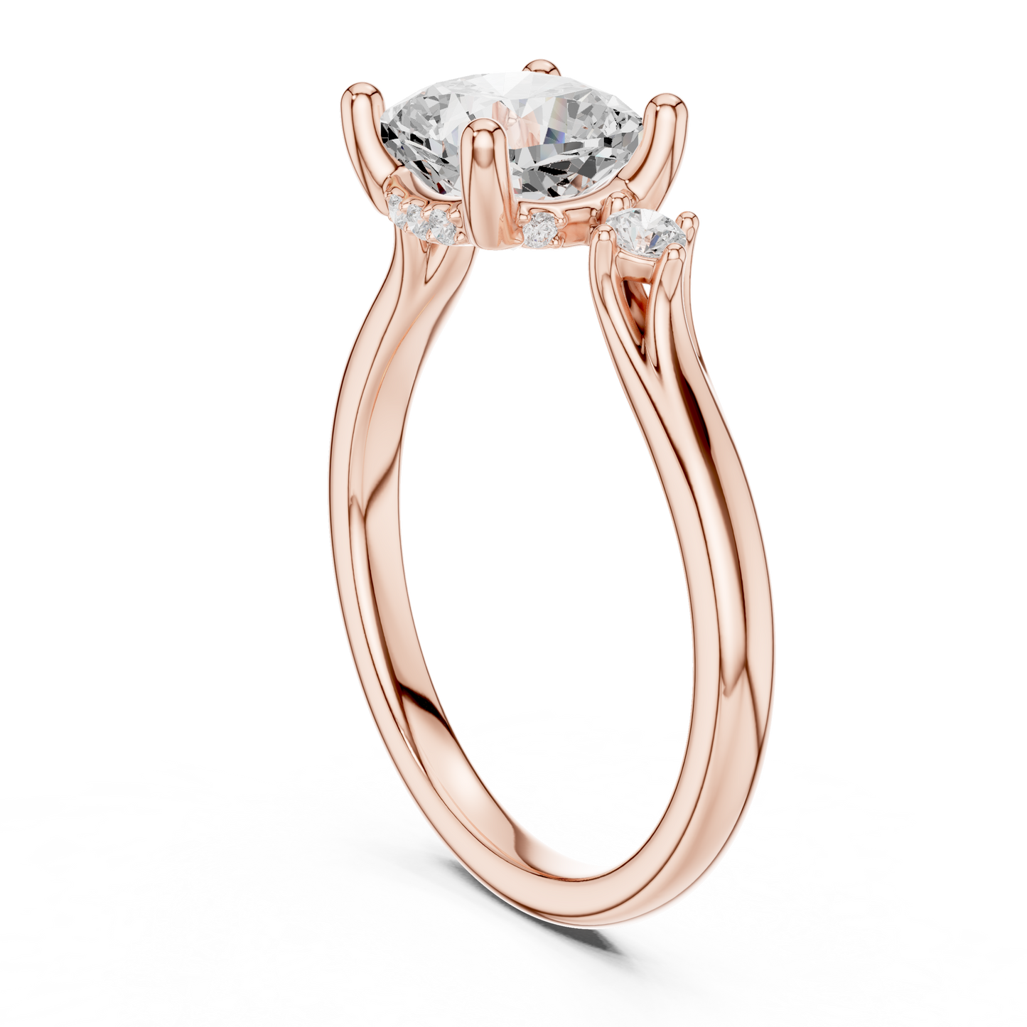 2.16ctw Cushion Cut Three-Stone Ring with Hidden Halo | Yellow Gold