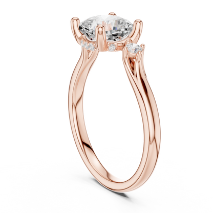 2.16ctw Cushion Cut Three-Stone Ring with Hidden Halo | Yellow Gold