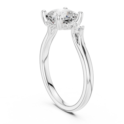 2.16ctw Cushion Cut Three-Stone Ring with Hidden Halo | Yellow Gold