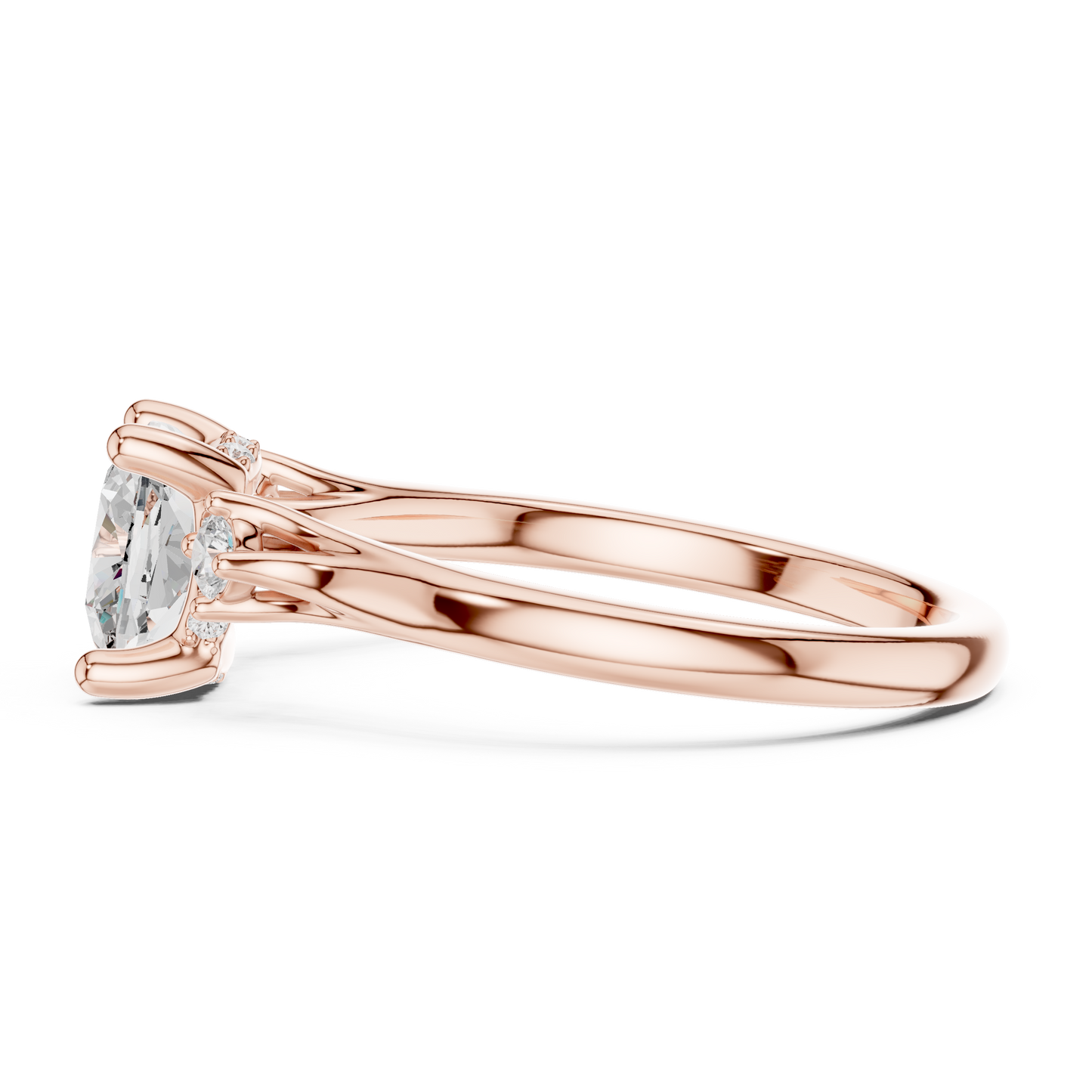 2.16ctw Cushion Cut Three-Stone Ring with Hidden Halo | Yellow Gold