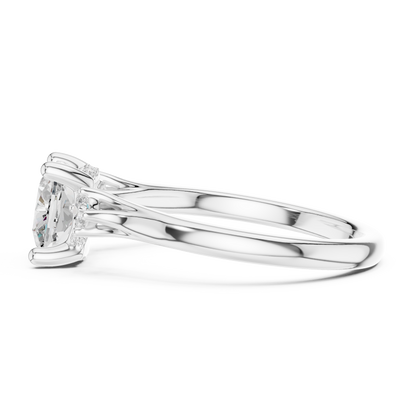 2.16ctw Cushion Cut Three-Stone Ring with Hidden Halo | Yellow Gold
