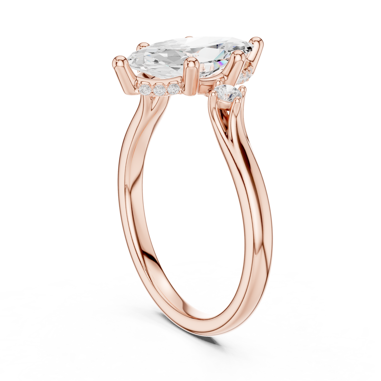 2.17ctw Marquise Cut Three-Stone Ring with Hidden Halo | Yellow Gold