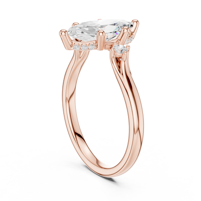 2.17ctw Marquise Cut Three-Stone Ring with Hidden Halo | Yellow Gold