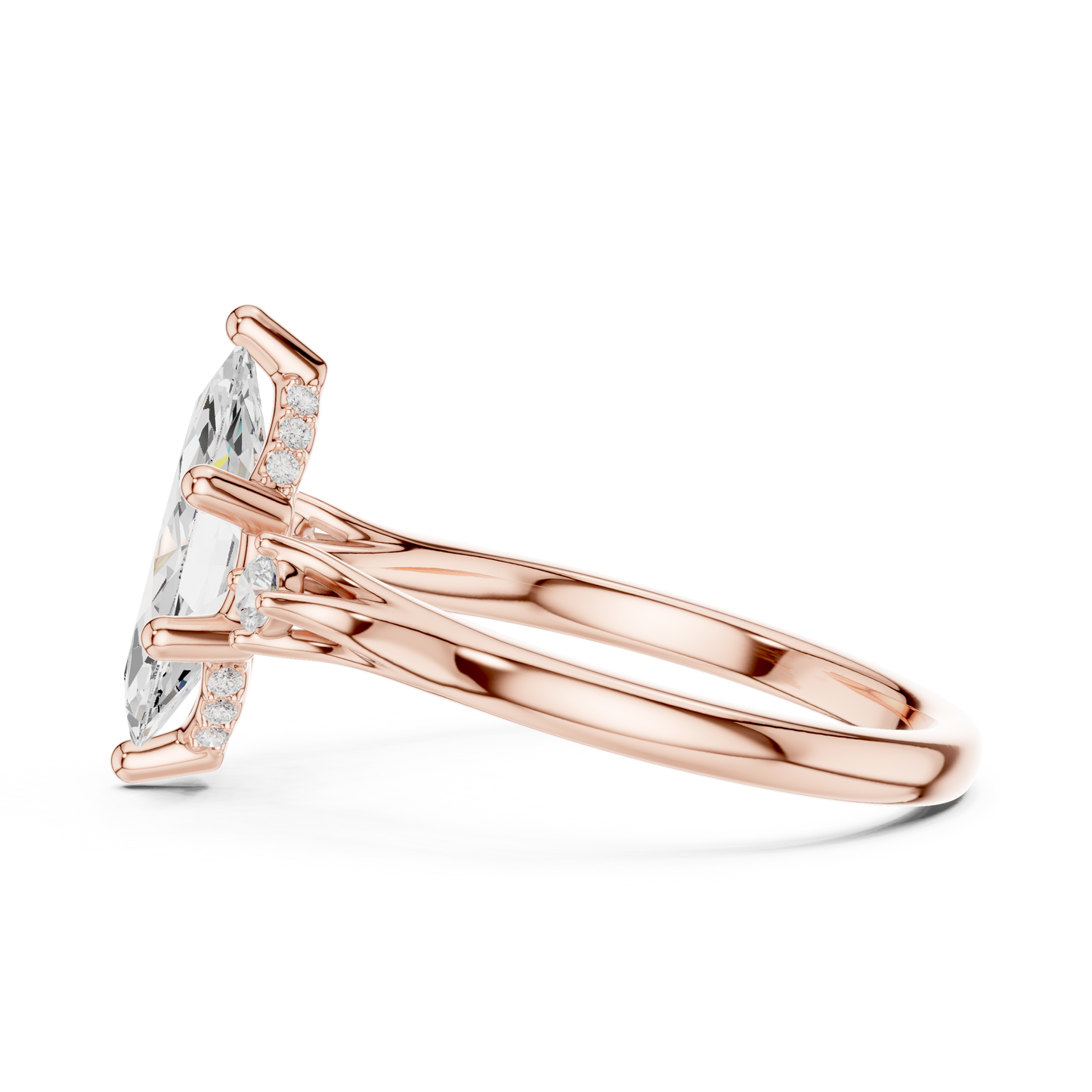 2.17ctw Marquise Cut Three-Stone Ring with Hidden Halo | Yellow Gold