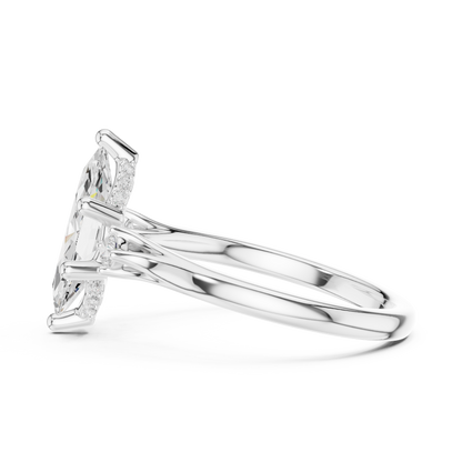2.17ctw Marquise Cut Three-Stone Ring with Hidden Halo | Yellow Gold