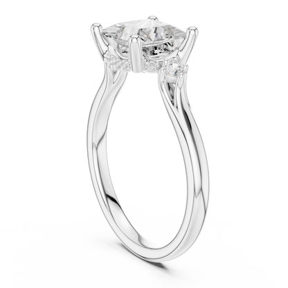 2.16ctw Princess Cut Three-Stone Ring with Hidden Halo | Yellow Gold