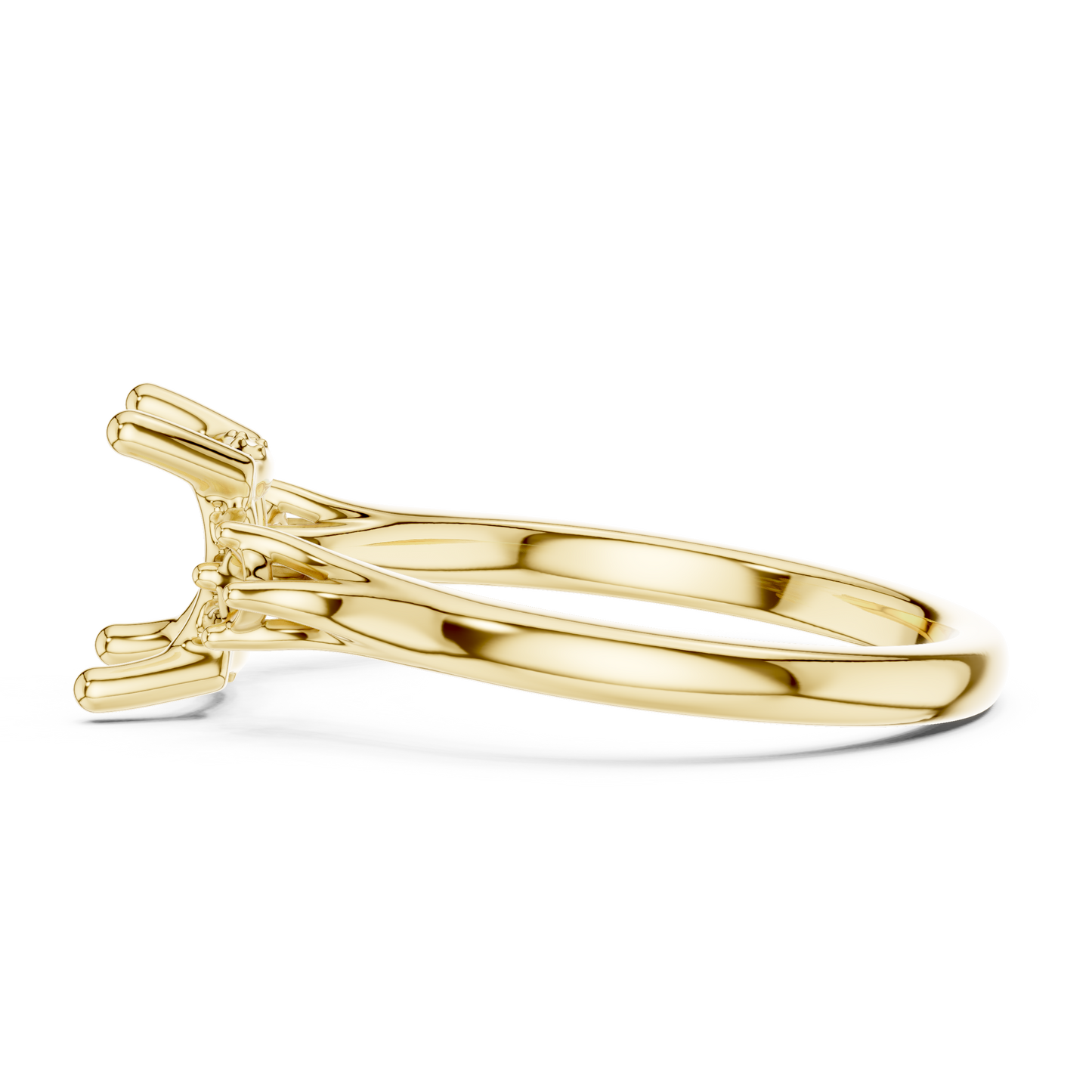 2.16ctw Princess Cut Three-Stone Ring with Hidden Halo | Yellow Gold
