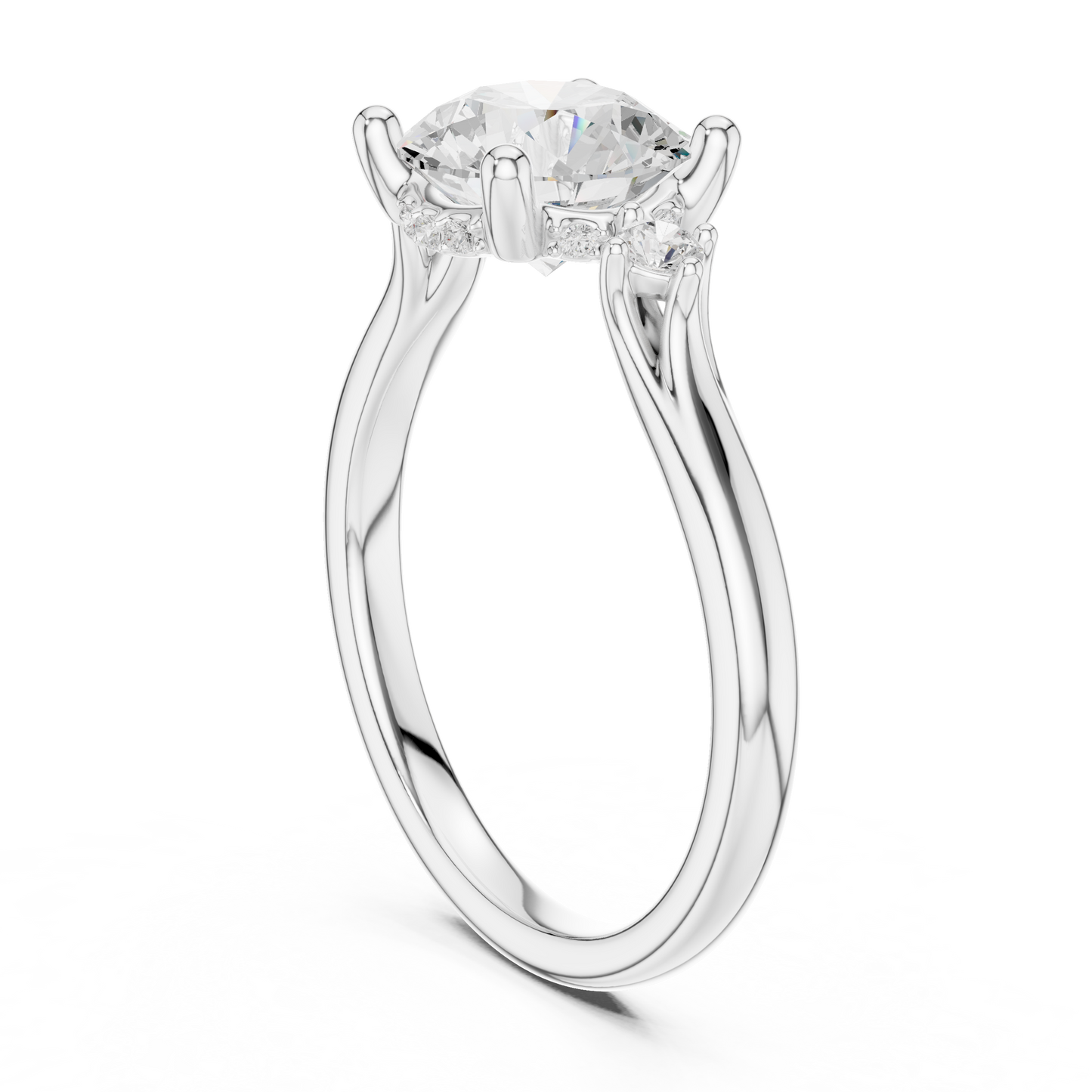 2.16ctw Round Cut Three-Stone Ring with Hidden Halo | Yellow Gold
