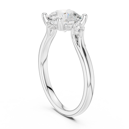 2.16ctw Round Cut Three-Stone Ring with Hidden Halo | Yellow Gold