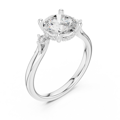 2.16ctw Round Cut Three-Stone Ring with Hidden Halo | Yellow Gold