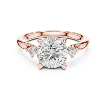 2.16ctw Round Cut Three-Stone Ring with Hidden Halo | Yellow Gold