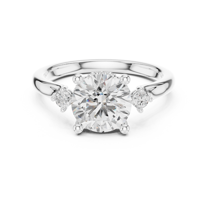 2.16ctw Round Cut Three-Stone Ring with Hidden Halo | Yellow Gold