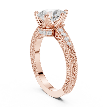 2.19ctw Vintage Pear Cut Ring with Milgrain Filigree Hidden Halo | Yellow Gold