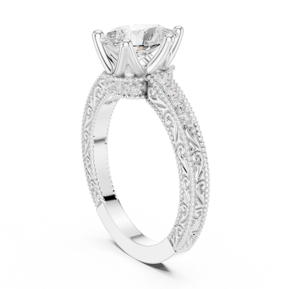 2.19ctw Vintage Pear Cut Ring with Milgrain Filigree Hidden Halo | Yellow Gold