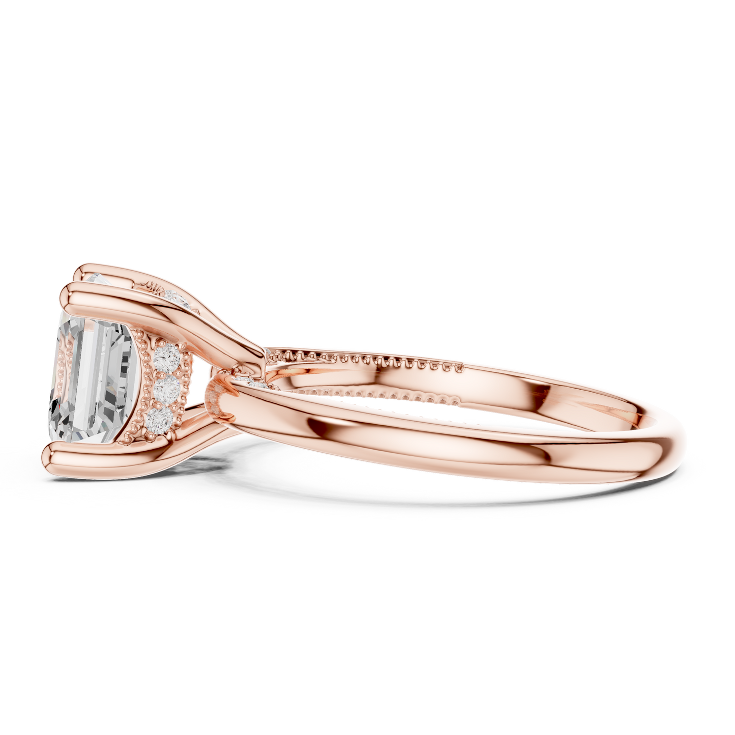 2.63ctw Asscher Cut Diamond Solitaire Hidden Halo Engagement Ring | Solid Gold