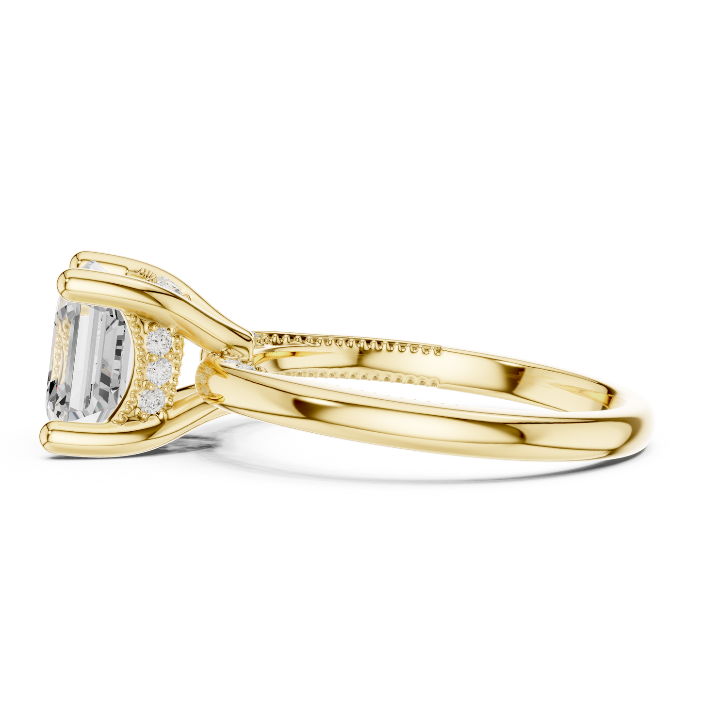 2.63ctw Asscher Cut Diamond Solitaire Hidden Halo Engagement Ring | Solid Gold