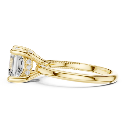 2.63ctw Asscher Cut Diamond Solitaire Hidden Halo Engagement Ring | Solid Gold