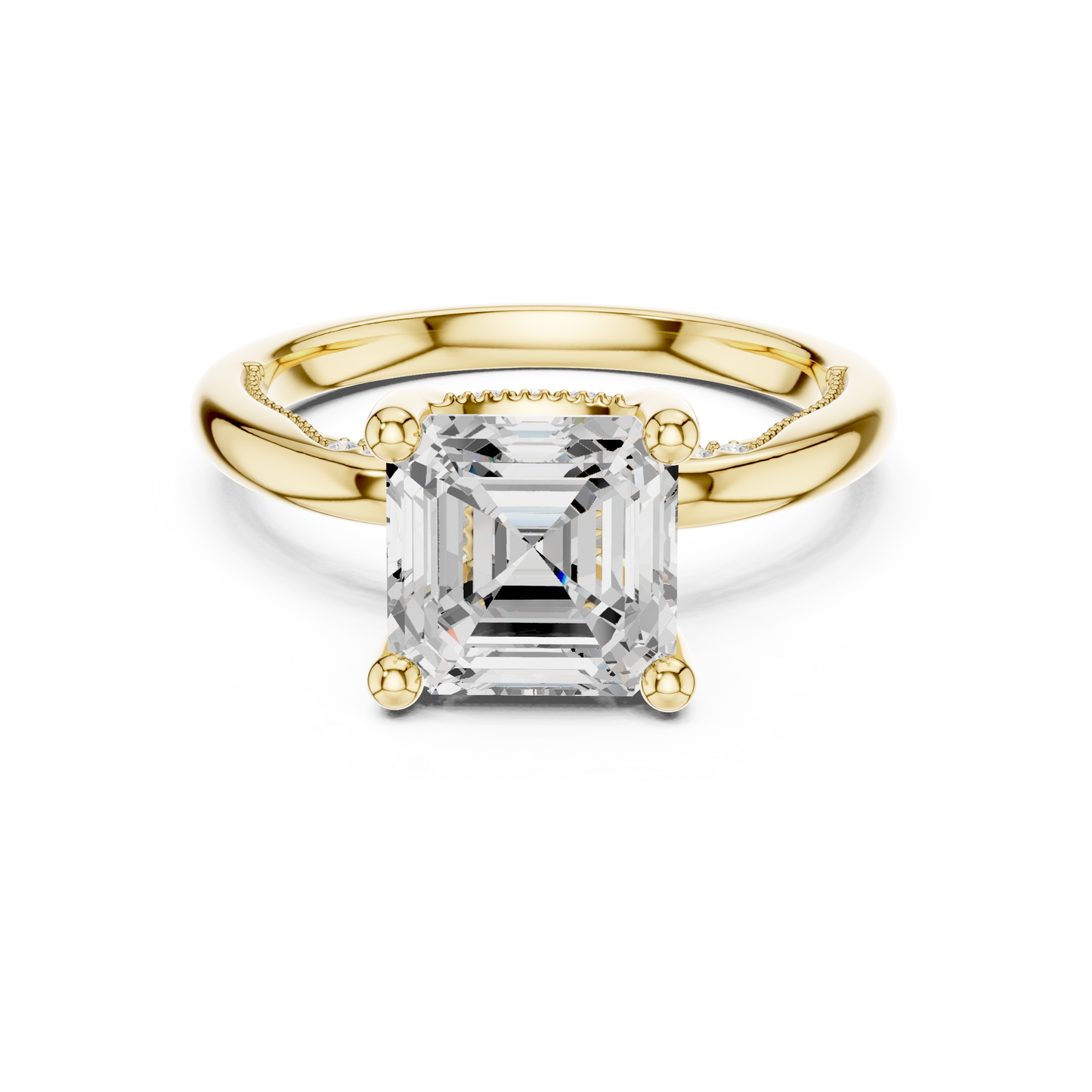 2.63ctw Asscher Cut Diamond Solitaire Hidden Halo Engagement Ring | Solid Gold