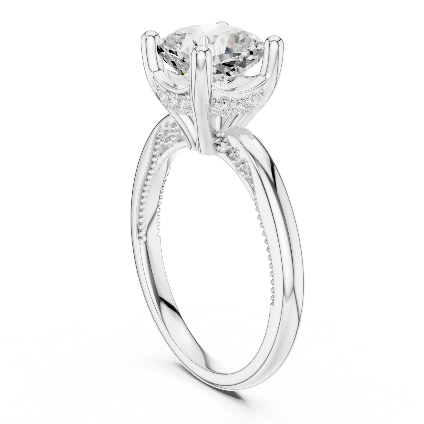 2.63ctw Cushion-Cut Diamond Solitaire Hidden Halo Engagement Ring | Solid Gold