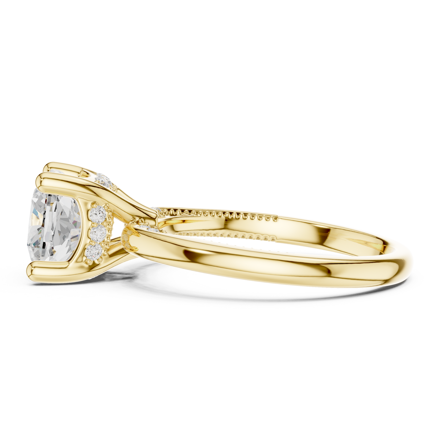 2.63ctw Cushion-Cut Diamond Solitaire Hidden Halo Engagement Ring | Solid Gold