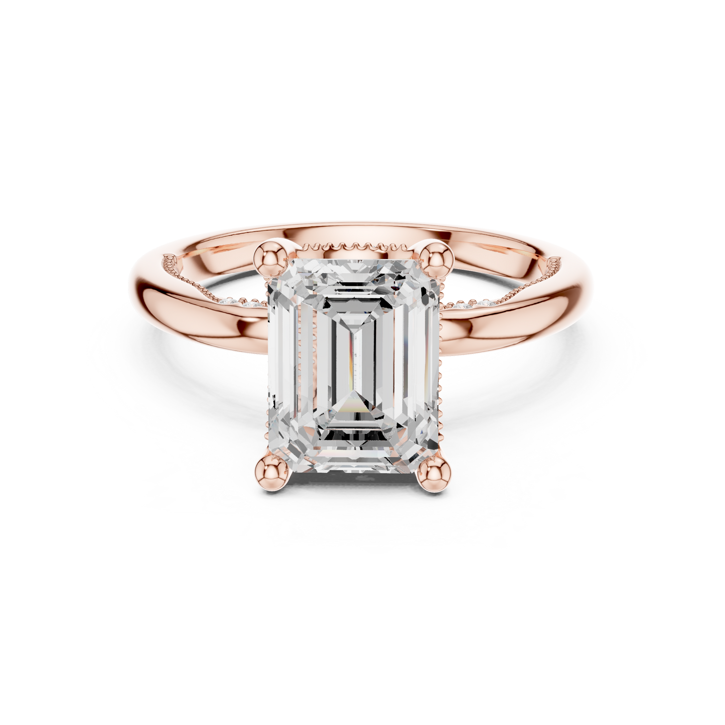 2.63ctw Emerald-Cut Diamond Solitaire Hidden Halo Engagement Ring | Solid Gold