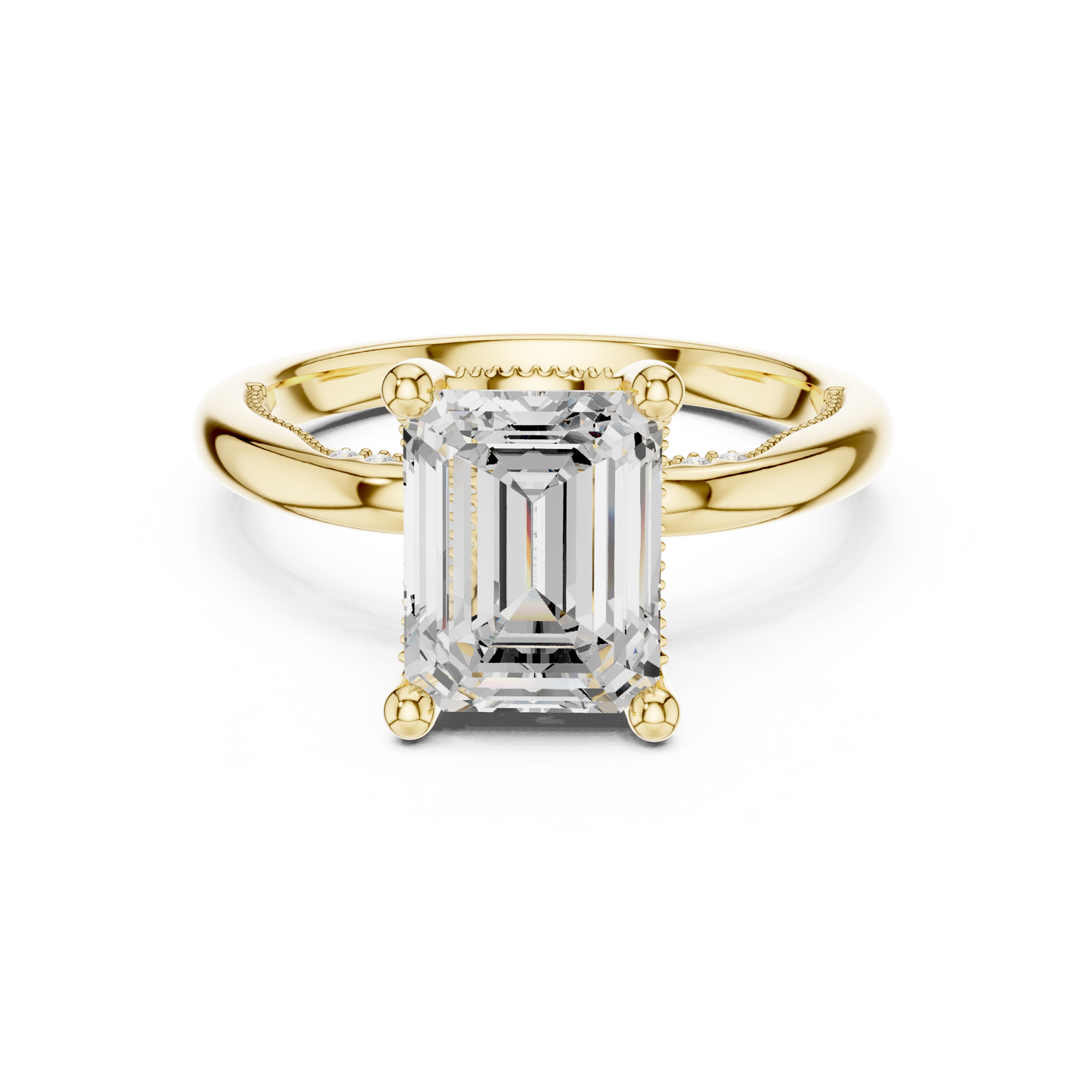 2.63ctw Emerald-Cut Diamond Solitaire Hidden Halo Engagement Ring | Solid Gold