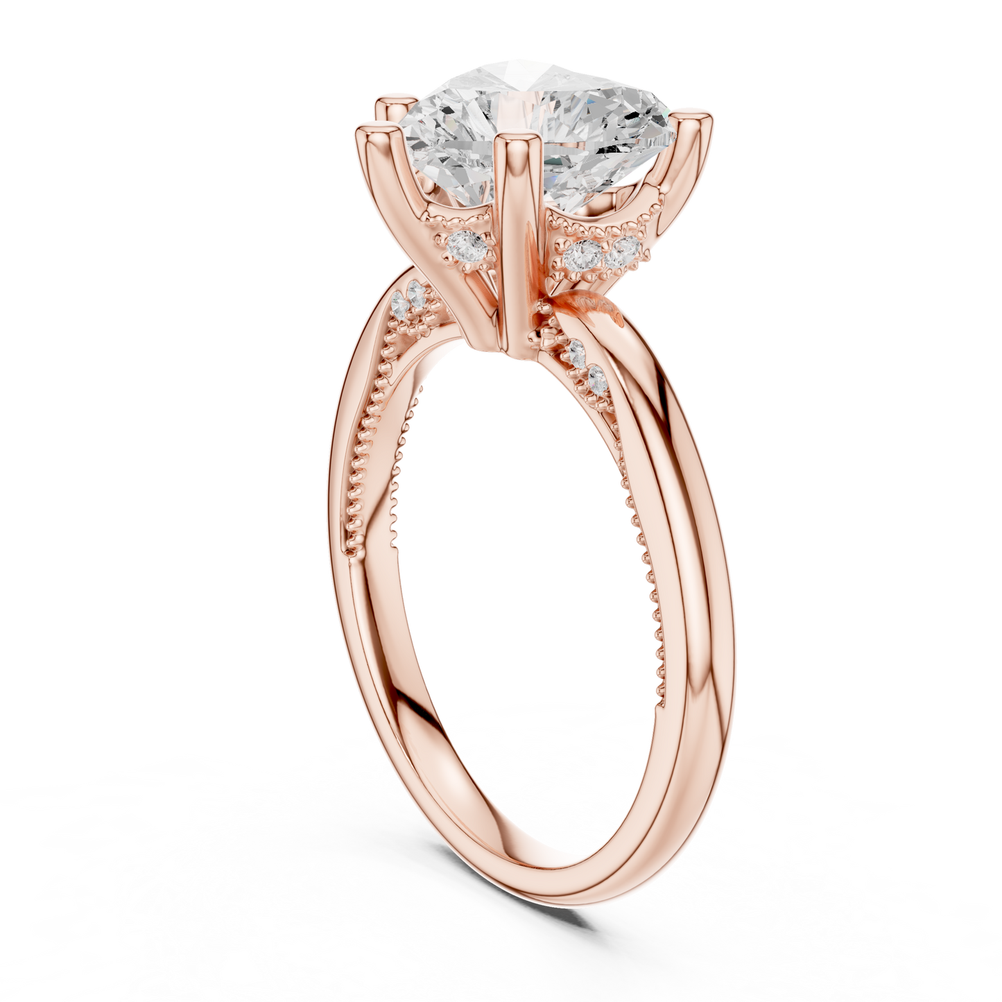 2.60ctw Heart-Cut Diamond Solitaire Hidden Halo Engagement Ring | Solid Gold
